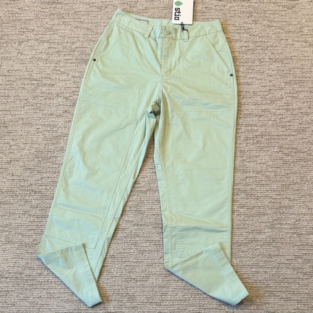STIO Rivet Twill Carpenter Pants Double Knee Womens Size 8 Lichen Green NWT